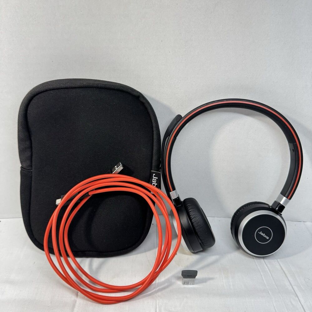 Jabra Evolve 65 HSC018W Bluetooth Wireless Headset w/Dongle & Soft Carry Case